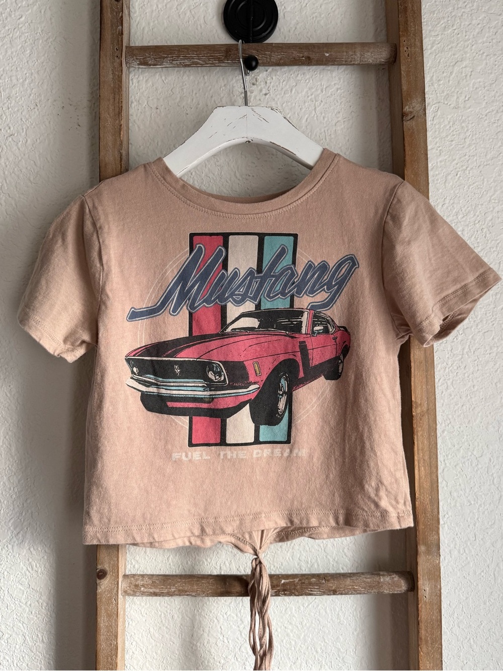 Ford Mustang Cropped Graphic Tie Waist T-Shirt sz: XS